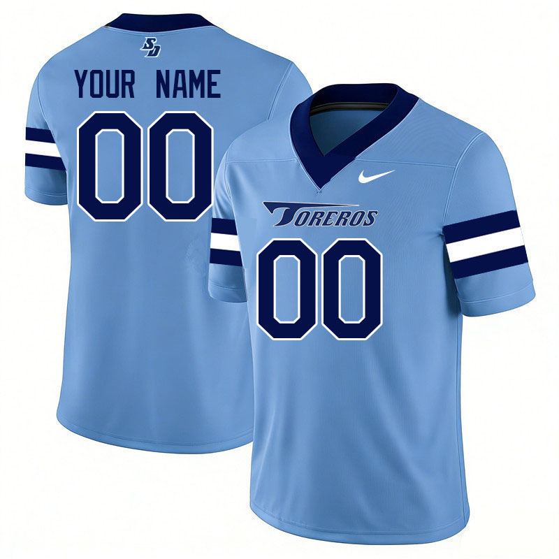 Custom San Diego Toreros Name And Number Football Jerseys-Light Blue